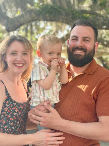 Caleb Vogt with his wife Nina and son Avery